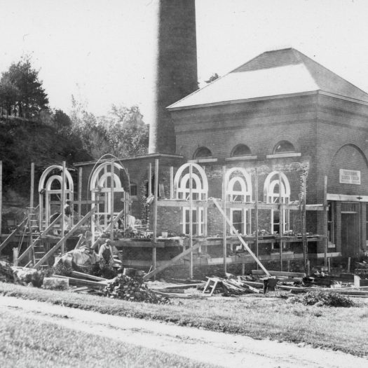 Photo of Snow Station being rebuilt in 1934 to accommodate a new diesel pump.