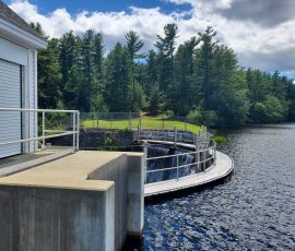 Photo of the Harris Pond Spillway.