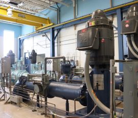 Photo of pumps inside the Water Treatment Plant.