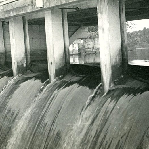Photo of the Bowers Dam Spillway after reconstruction in 1990.
