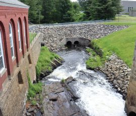Photo looking down on Supply Pond Spillway.